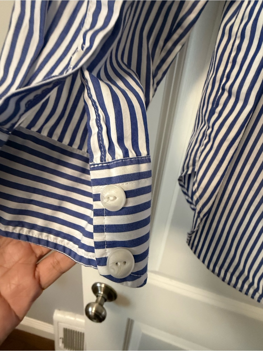 rag & bone ICONS Maxine Stripe Button-Up Shirt – Blue/White – Medium - Picture 12 of 12